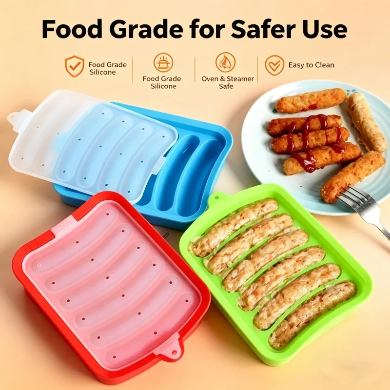Baby Food With Meat - Forma silikonowa do kiełbas z pokrywką,