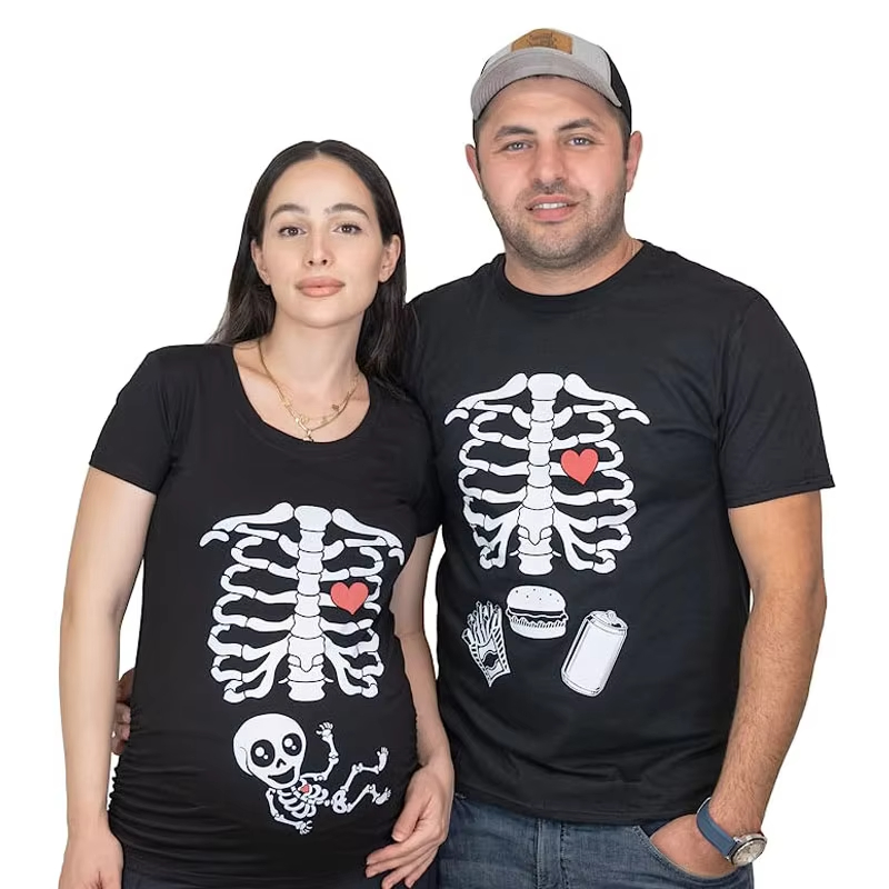 Food Baby X Ray - Koszulki na Halloween z motywem szkieletów