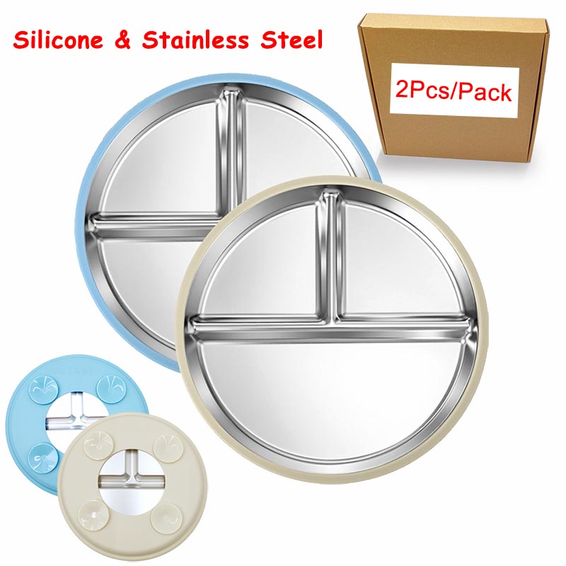 Plate Suction Toddler - Talerz ze stali nierdzewnej z silikonową