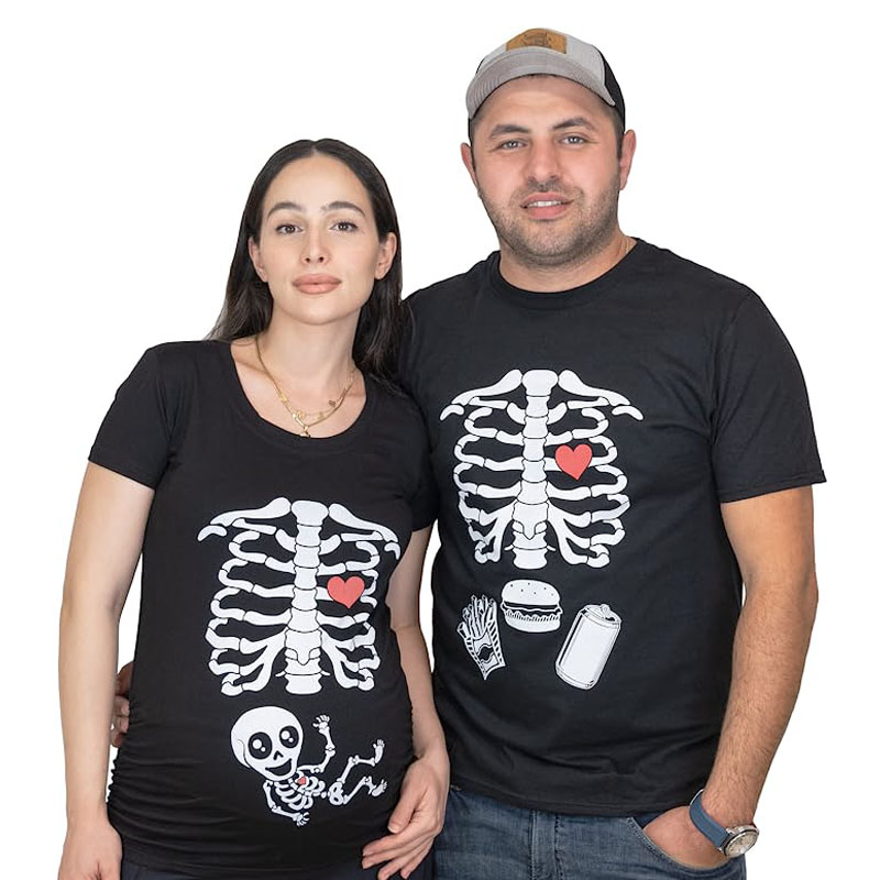 Baby Food Intake - Macierzyństwo Halloween szkielet koszulki para x-ray