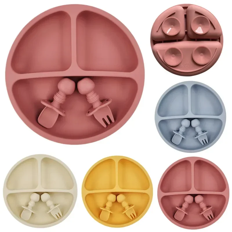 Plate Suction Toddler - 3 szt. Silikonowy zestaw do karmienia