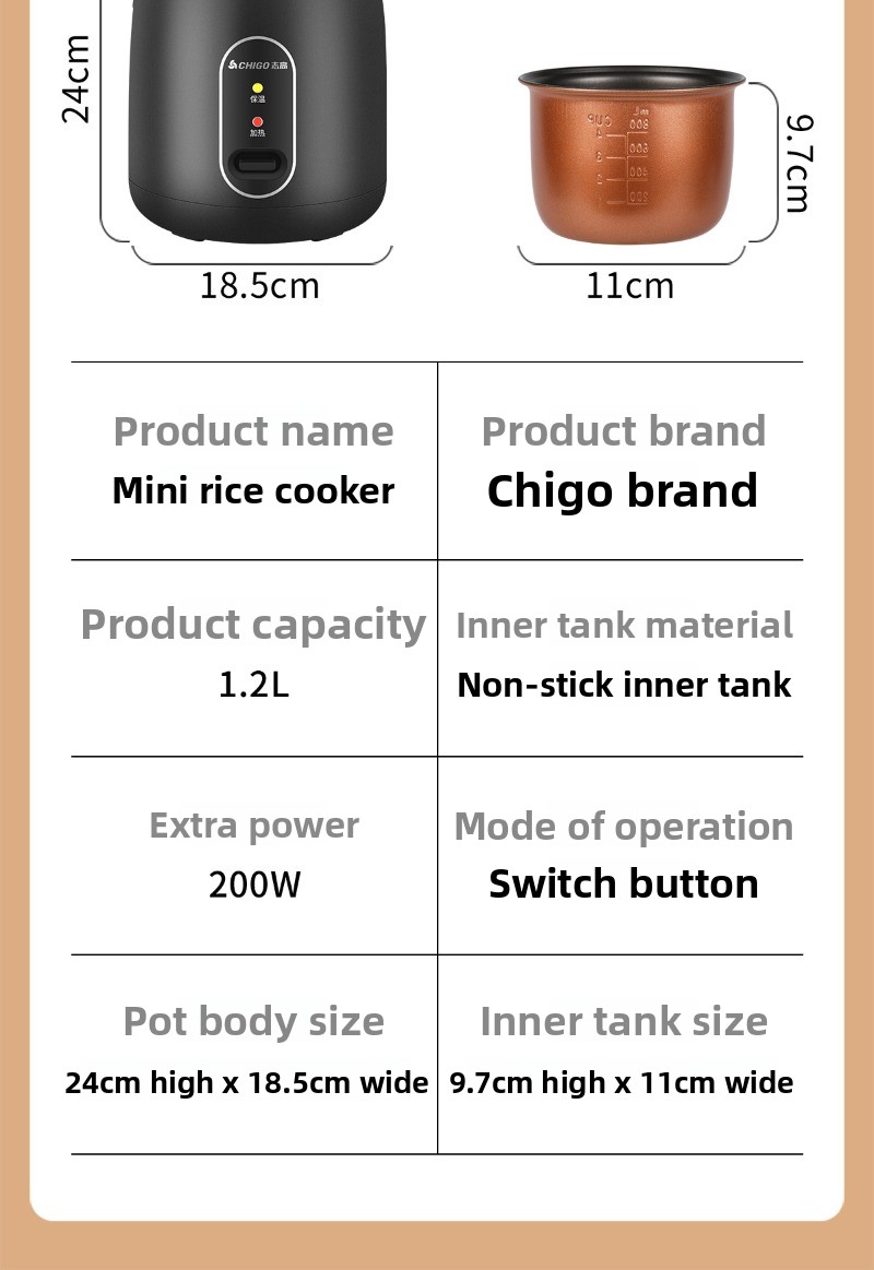 Mini ryżowar 1.2L, niskomocowy – Baby Food Stew recenzja i cena